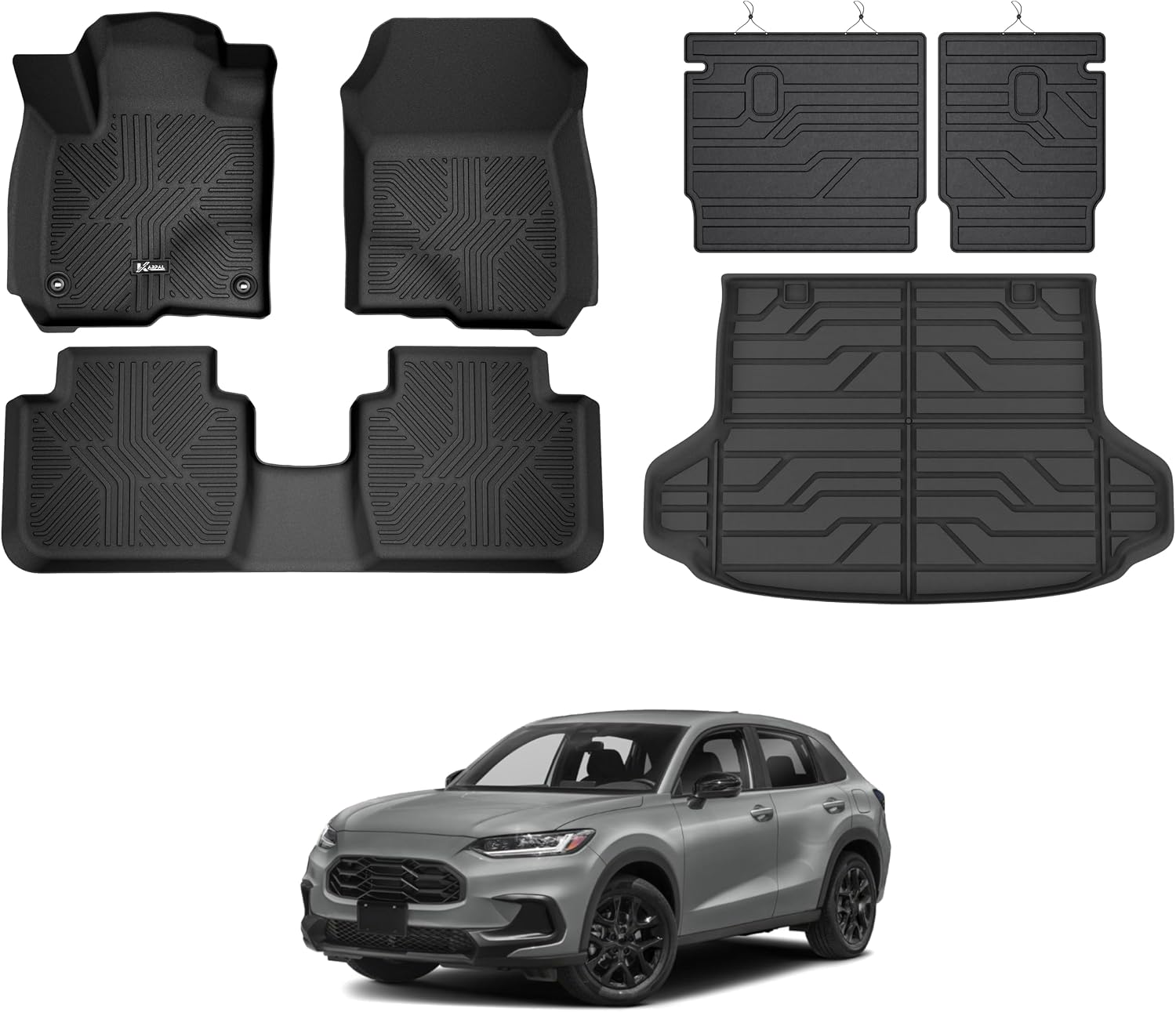KARPAL Floor Mats for Honda HR-V 2027 2026 2025 2024 2023 (Include Hybrid) & Acura ADX 2025 2026, All Weather TPE Custom Fit Honda HRV Sport/LX/EX-L Floor Liners Full Set Car