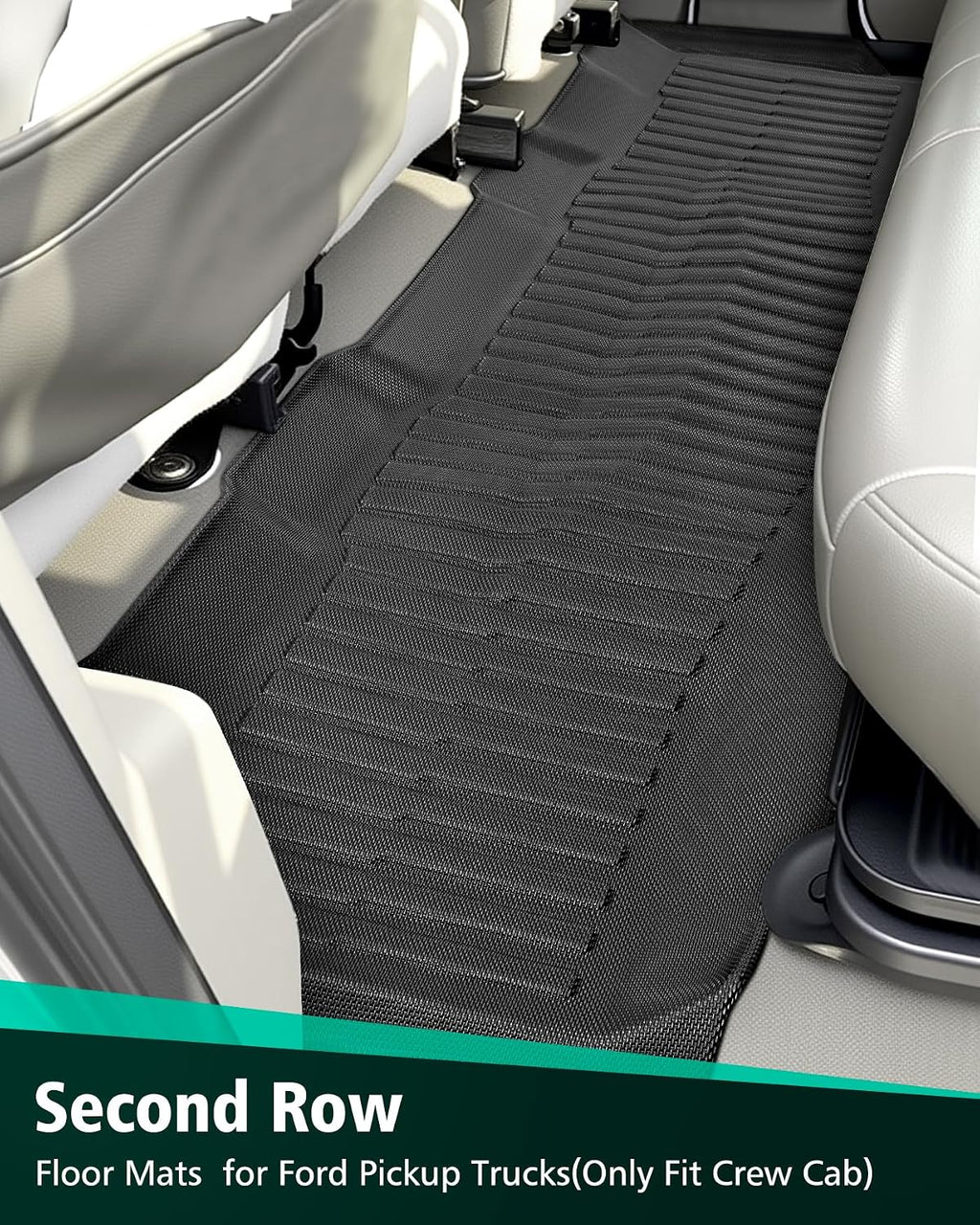 Floor Mats for Ford F250/F350/F450/F550: Crew Cab 2008 2009 2010 Bench Seat (NOT fit Trucks with Front Center Console) All Weather TPE Car Accessories Automotive for Ford Pickup Truck, 3PCS Liners