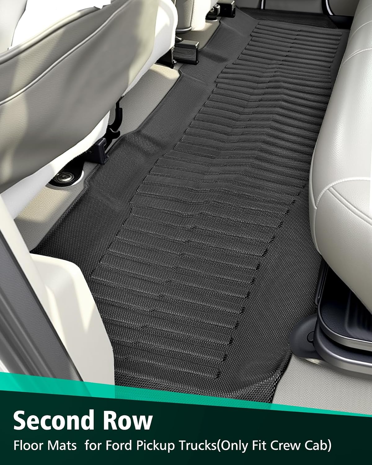 Floor Mats for Ford F250/F350/F450/F550: Crew Cab 2008 2009 2010 Bench Seat (NOT fit Trucks with Front Center Console) All Weather TPE Car Accessories Automotive for Ford Pickup Truck, 3PCS Liners