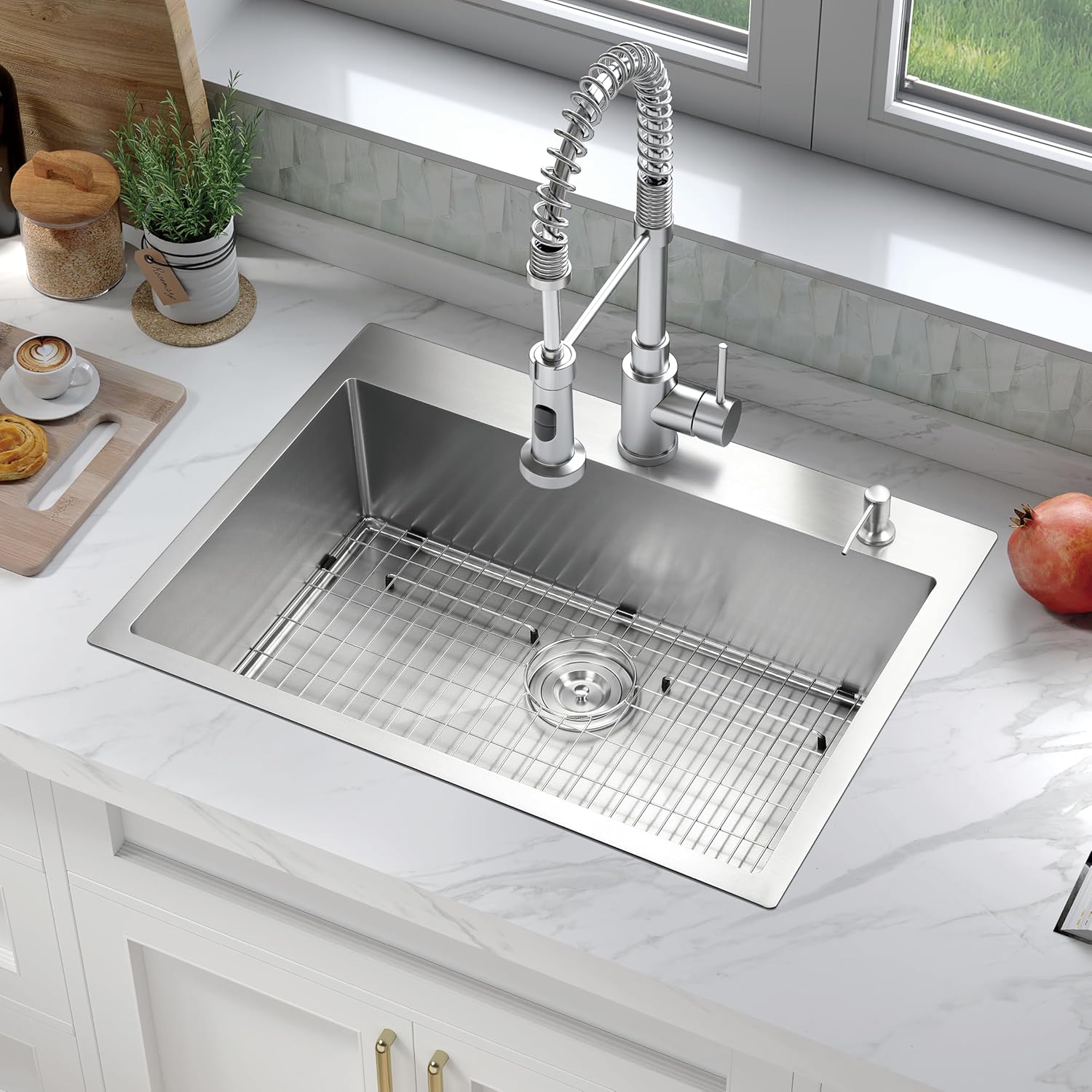 ATTOP 30 Inch Drop in Large Single Bowl Kitchen Sink, Nano Coating Stainless Steel Handmade Single Bowl Topmount Kitchen Sink