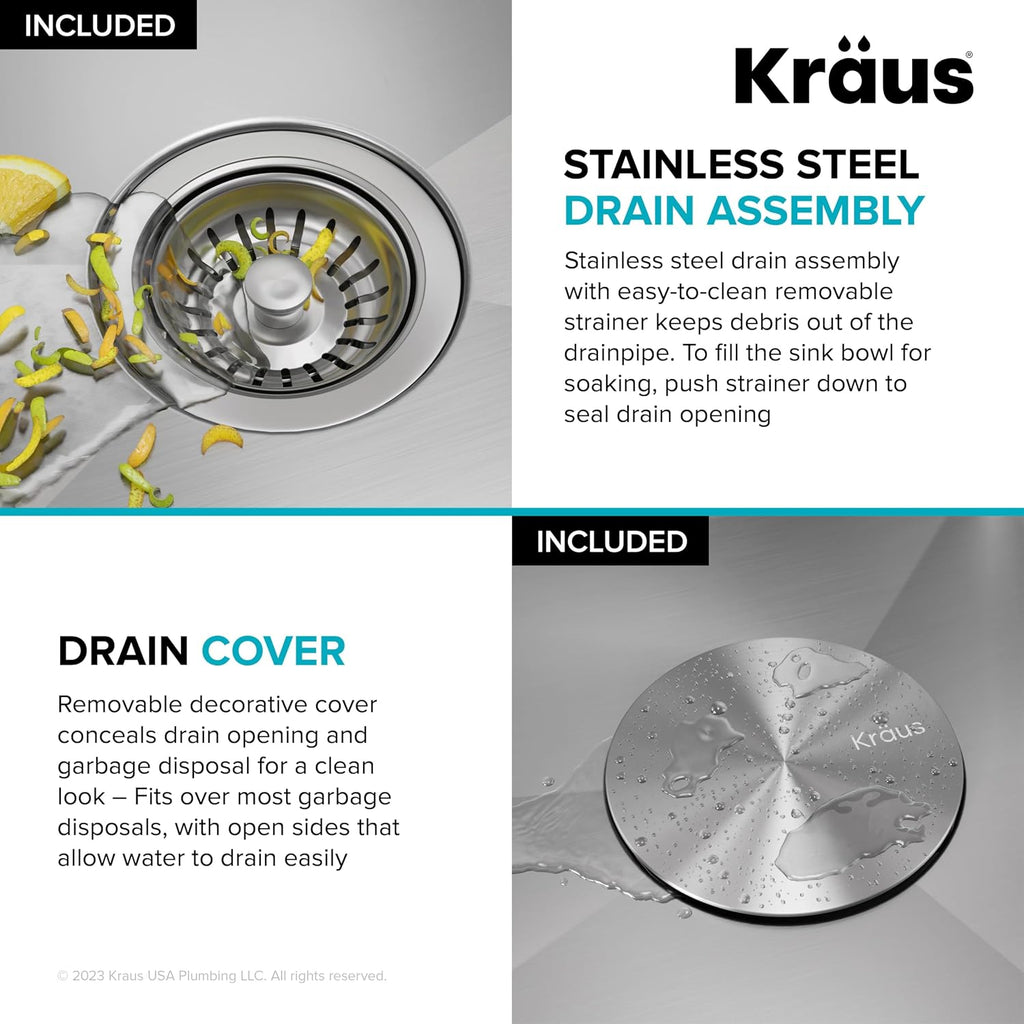 KRAUS Kore 15x22-Inch Drop In/Top Mount Workstation 16 Gauge Single Bowl Stainless Steel Bar Kitchen Sink with Accessories, Kitchen Sinks