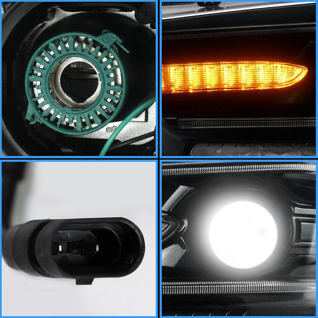 VLAND LED Headlights + D2H Xenon Bulbs Compatible with Dodge Charger 2011-2014 (Not Fit 2012 Charger SE) w/Sequential Passenger+ Driver Sides+Bulbs Kit