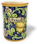 CERAMICHE D'ARTE PARRINI- Italian Ceramic Utensil Holder Vessel Hand Painted Decorated Lemons Made in ITALY Art Pottery