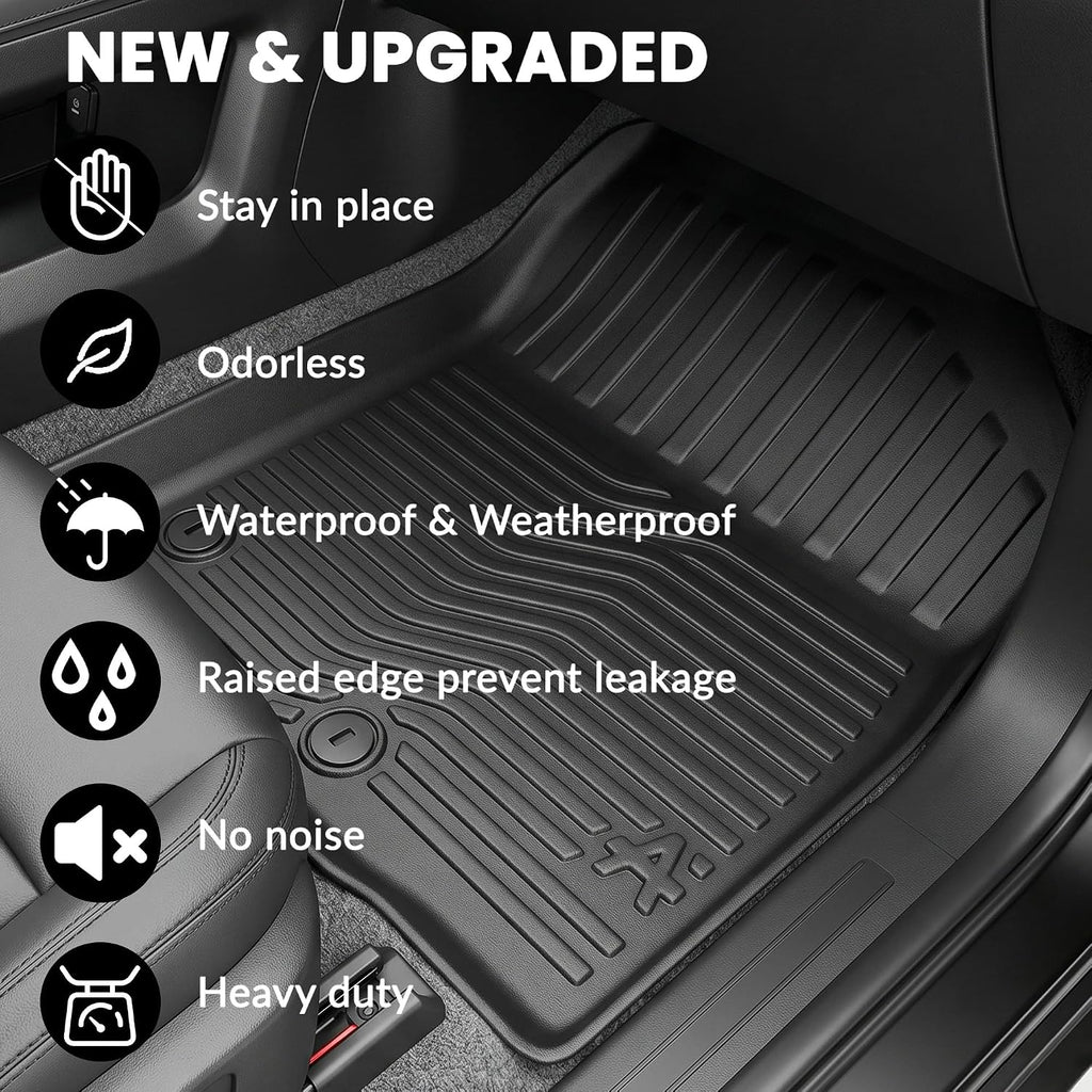 Auxko All Weather Floor Mats Cargo Mat with Backrest Mat for Kia Telluride 2027 (Gasoline Not for Hybrid) 7&8 Seater TPE Accessories Odorless Floor Liner Trunk Liner with Back Seat Protector
