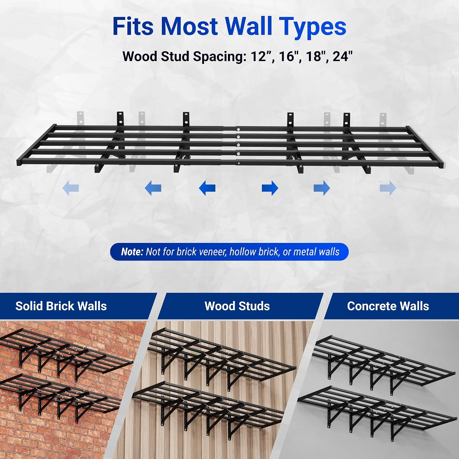 FLEXIMOUNTS Fold-Down 2x6ft Garage Wall Shelving, 2-Pack Heavy Duty Folding Garage Shelving Wall Mounted, 1800 lbs Capacity, Storage for Power Tools, Garden Supplies & Seasonal Storage, Lite Series