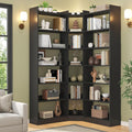 70.8' Tall Corner Bookshelf, 7 Tiers Large Etagere Bookcases with Baffles, L-Shaped Modern Storage Display Rack Industrial Bookshelves for Bedroom, Home Office, Living Room & Kitchen, Black