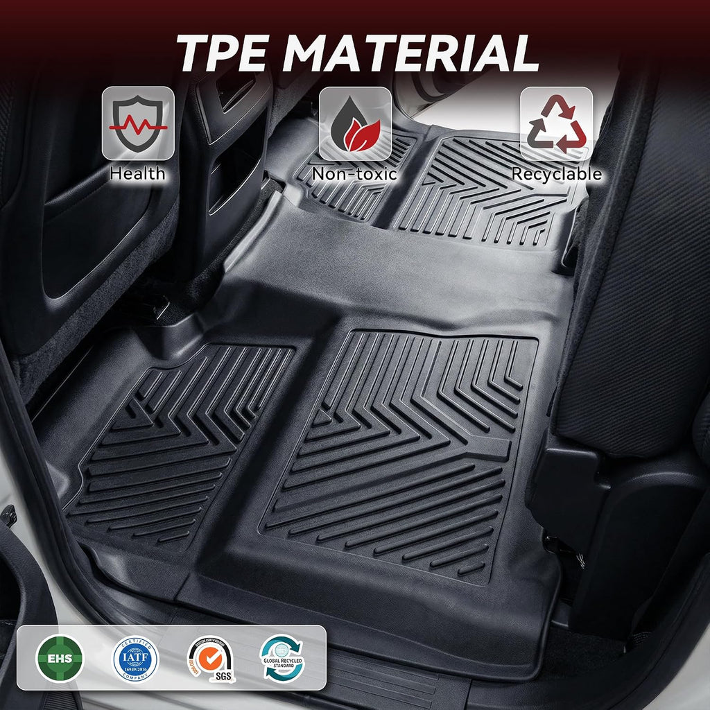 YITAMOTOR Floor Mats Compatible with 2014-2018 Chevy Silverado/GMC Sierra 1500 Crew Cab, 2015-2019 Silverado/Sierra 2500 HD/3500 HD Crew Cab, Custom Fit Liners, 1st & 2nd Row All-Weather Protection