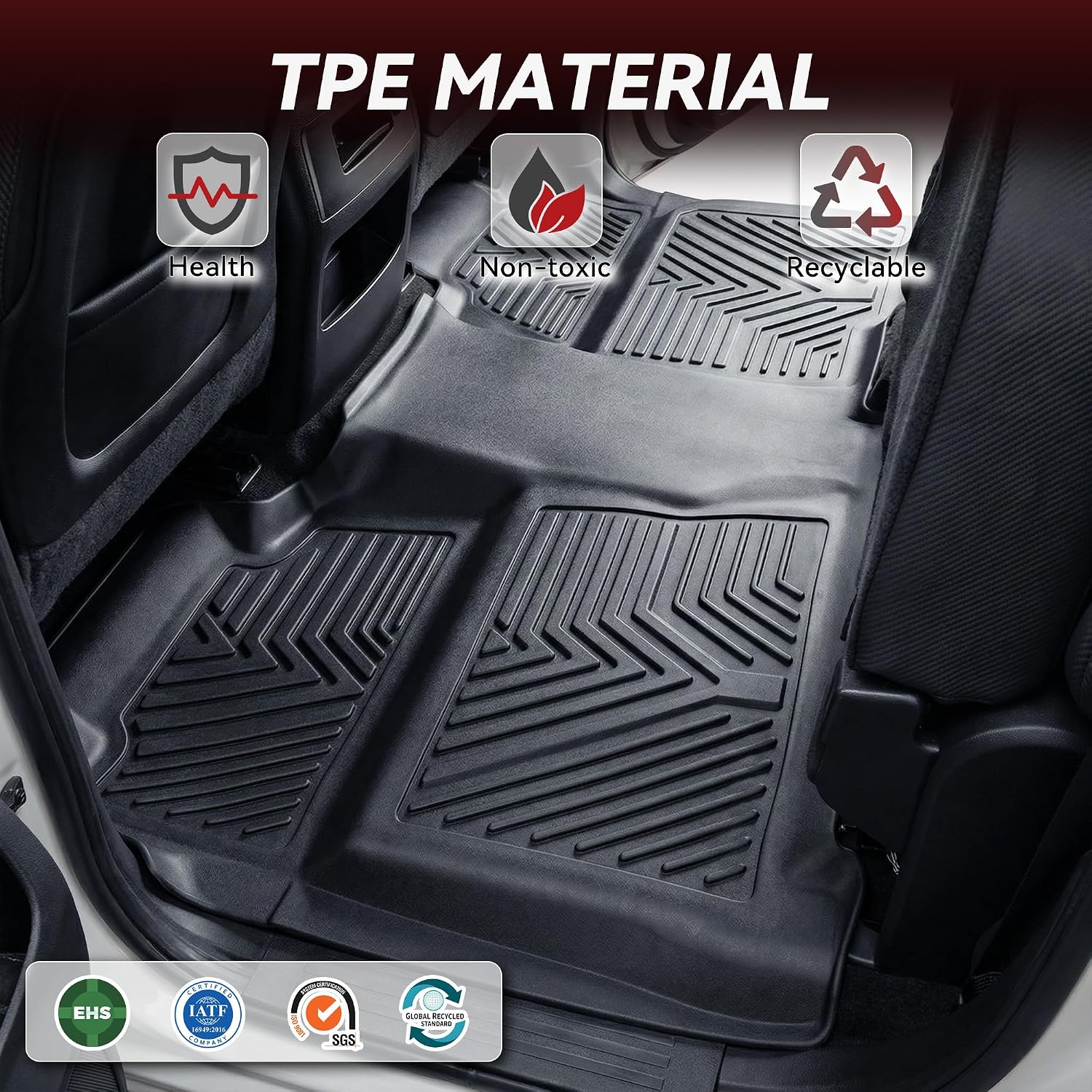 YITAMOTOR Floor Mats Compatible with 2014-2018 Chevy Silverado/GMC Sierra 1500 Crew Cab, 2015-2019 Silverado/Sierra 2500 HD/3500 HD Crew Cab, Custom Fit Liners, 1st & 2nd Row All-Weather Protection