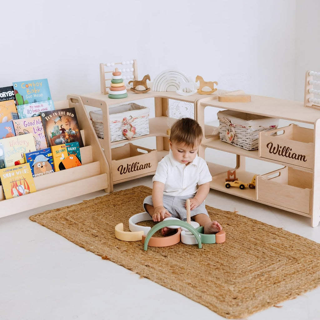 Montessori Bookshelf + Small Toy Shelf + Corner Toy Shelf, Wooden Shelf, Kids Bookcase, Toy Storage, Kids Furniture, Montessori Shelf (ONLY Toy Shelf)