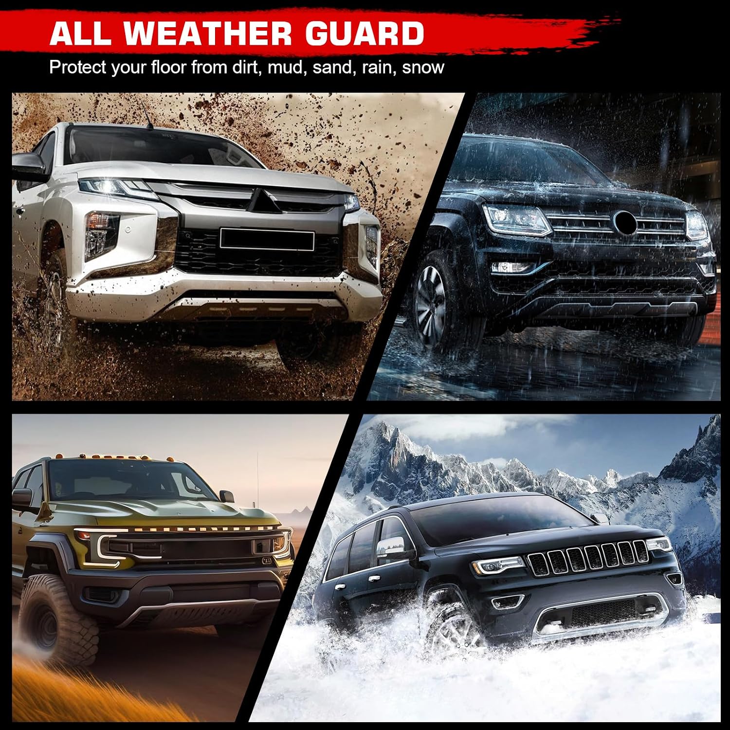 IKON MOTORSPORTS 3D TPE Floor Mats, Compatible with 2024-2025 Porsche Panamera 4, All Weather Waterproof Non-Slip Floor Liners, Front & 2nd Row Full Set Car Interior Accessories, Black 4PCS