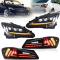 VLAND Headlights and Tail lights Fit for Lexus IS250 IS350 IS22d 2006-2012, ISF 2008-2014 4-Door, Plug-and-play, (Clear+Smoked)