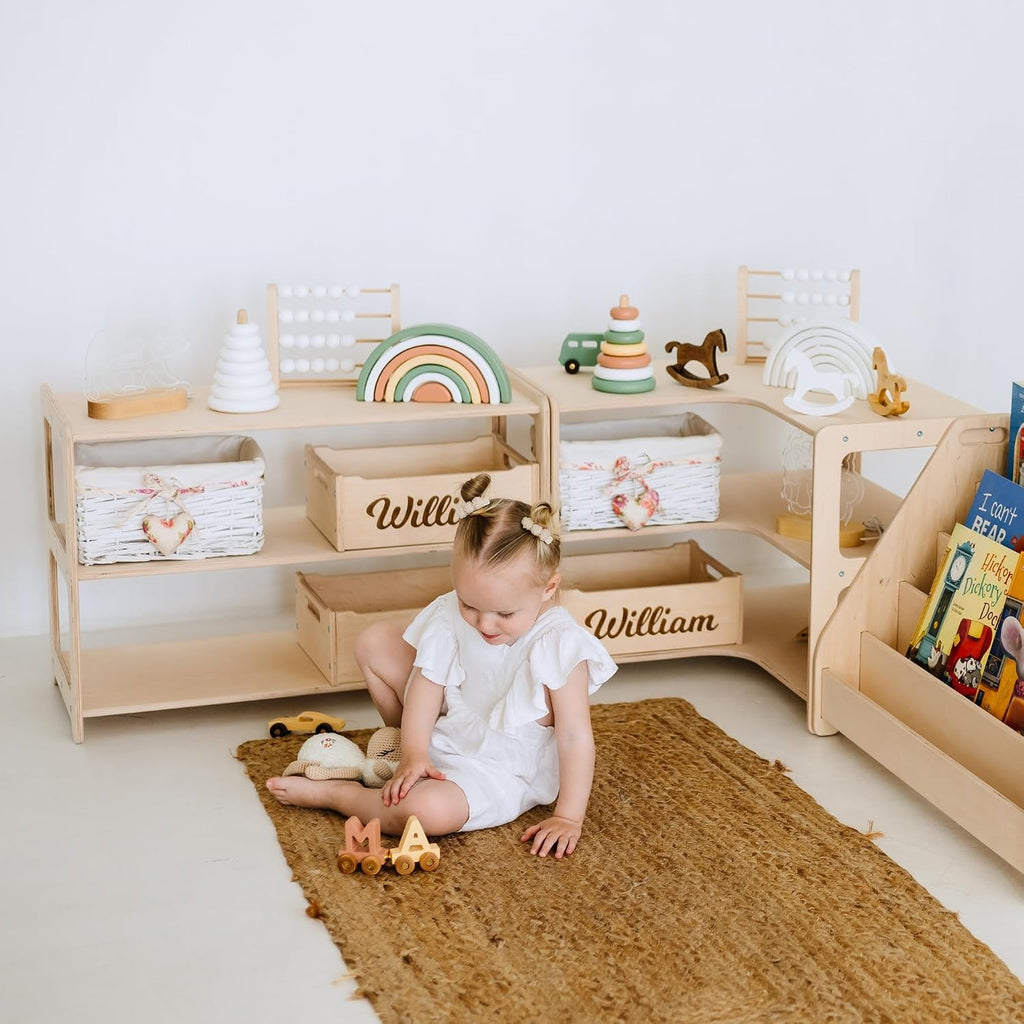 Montessori Bookshelf + Small Toy Shelf + Corner Toy Shelf, Wooden Shelf, Kids Bookcase, Toy Storage, Kids Furniture, Montessori Shelf (ONLY Toy Shelf)