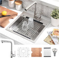 18x18 Drop In Kitchen Sink and Faucet Combo Set - 18 Inch Stainless Steel Small Bar Sink Drop In, 9 Inch Deep Small Single Bowl Kitchen Sinks Workstation with Accessories