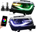 VLAND Headlights w/D2S Fit for 2014 2015 Chevy Camaro 5th Gen, Multicolor Front light with Sequential Turn Signal, W/Dual Beam Lens Dynamic DRL, Plug-n-Play Headlamp