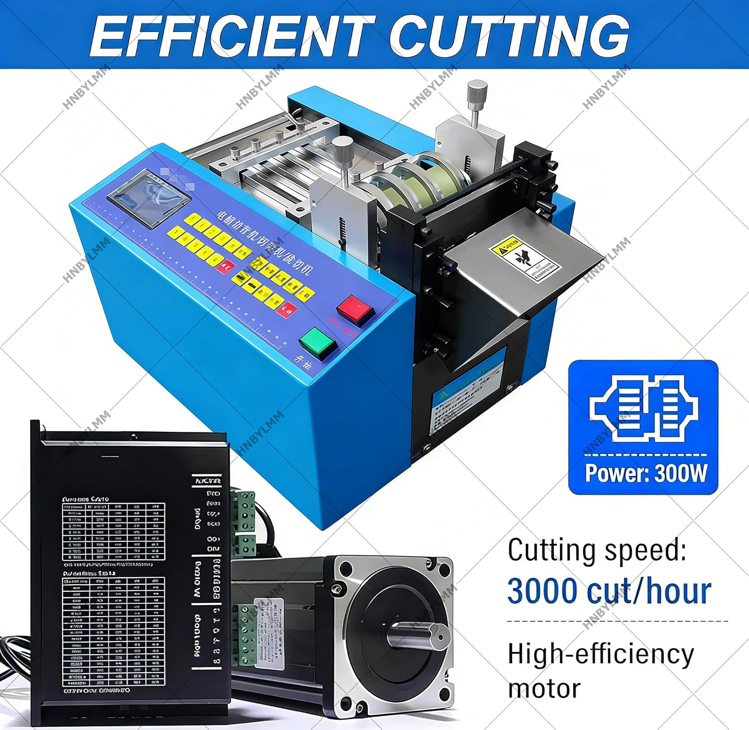 Automatic Heat Shrink Tube Cutting Machine Electric Tube Cable Pipe Cutter Industrial Fiberglass Sleeving Cutter with LCD Display & Micro Computer Control, Cutting Width 0-100mm, Accuracy 0.1mm