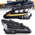 VLAND Headlight Fit for Lexus 2006-2012 IS250 IS250C IS350 IS350C lS 220d, 2008-2014 ISF, Plug-and-play, Clear