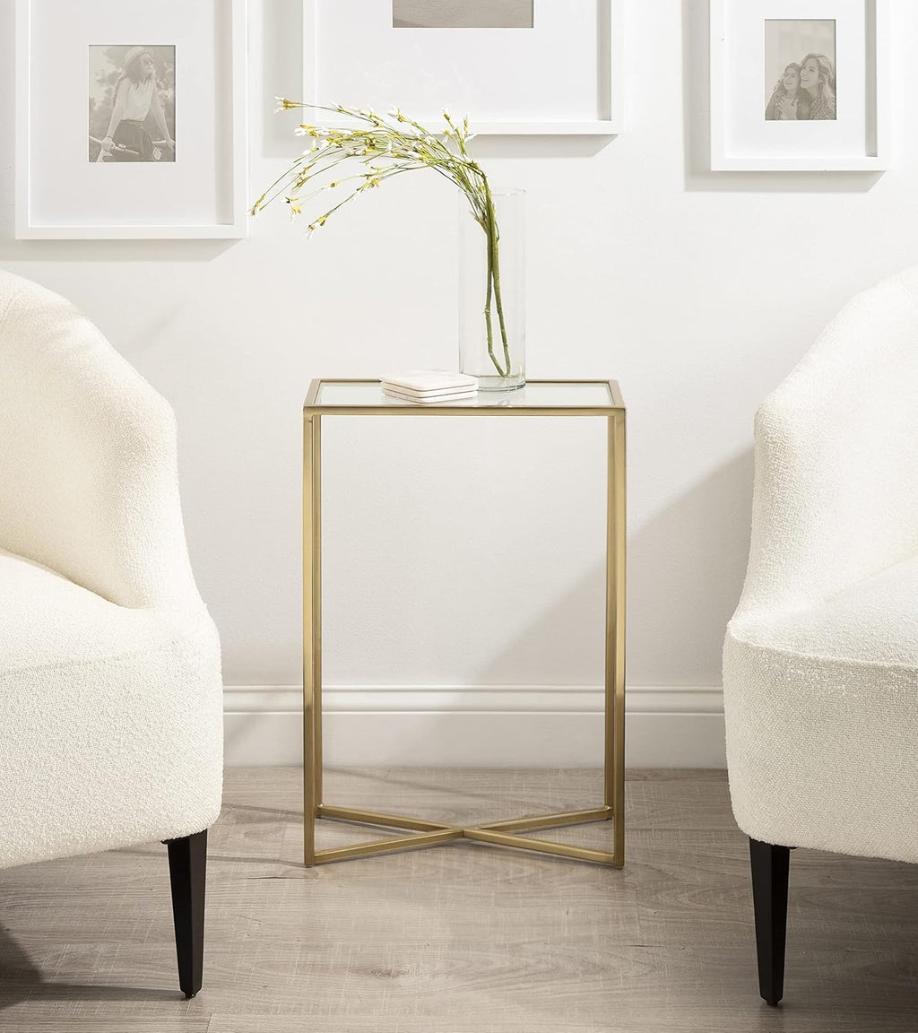 Kate and Laurel Jaspur Modern Slim Side Table, 16 x 8 x 24, Gold, Decorative Glam End Table for Use as Narrow Bedroom Nightstand or Living Room Accent