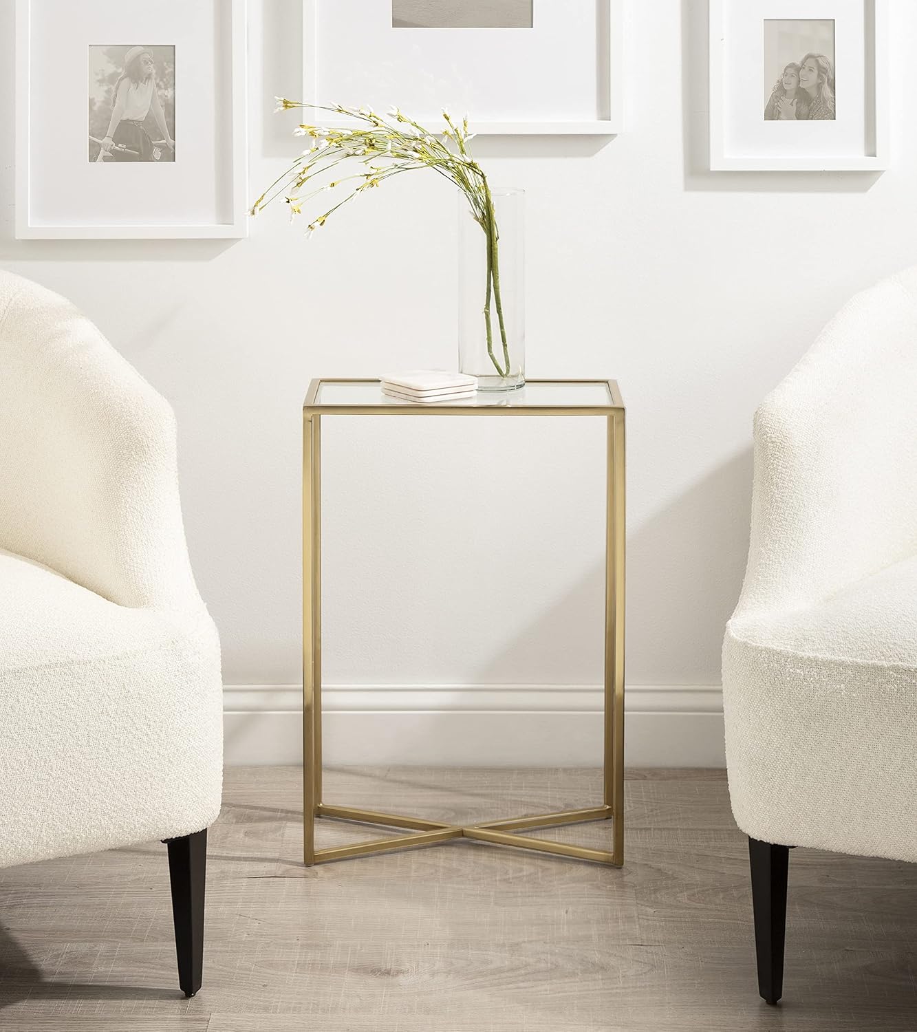 Kate and Laurel Jaspur Modern Slim Side Table, 16 x 8 x 24, Gold, Decorative Glam End Table for Use as Narrow Bedroom Nightstand or Living Room Accent