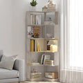 GDFStudio 64.6' Tall L-Shaped Corner Bookshelf, 6-Tier Freestanding Corner Shelf Bookcase with Anti-Drop Panels, Wooden Open Back Display Shelves Organizer for Living Room Bedroom Office, Light Gray