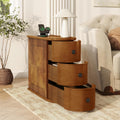 Wood Narrow End Table with Charging Station, 3-Drawer Tall Side Table Slim Sofa Chair Couch Accent Tables for Small Spaces,Living Room, Bedroom, Fully Assembled, Brown
