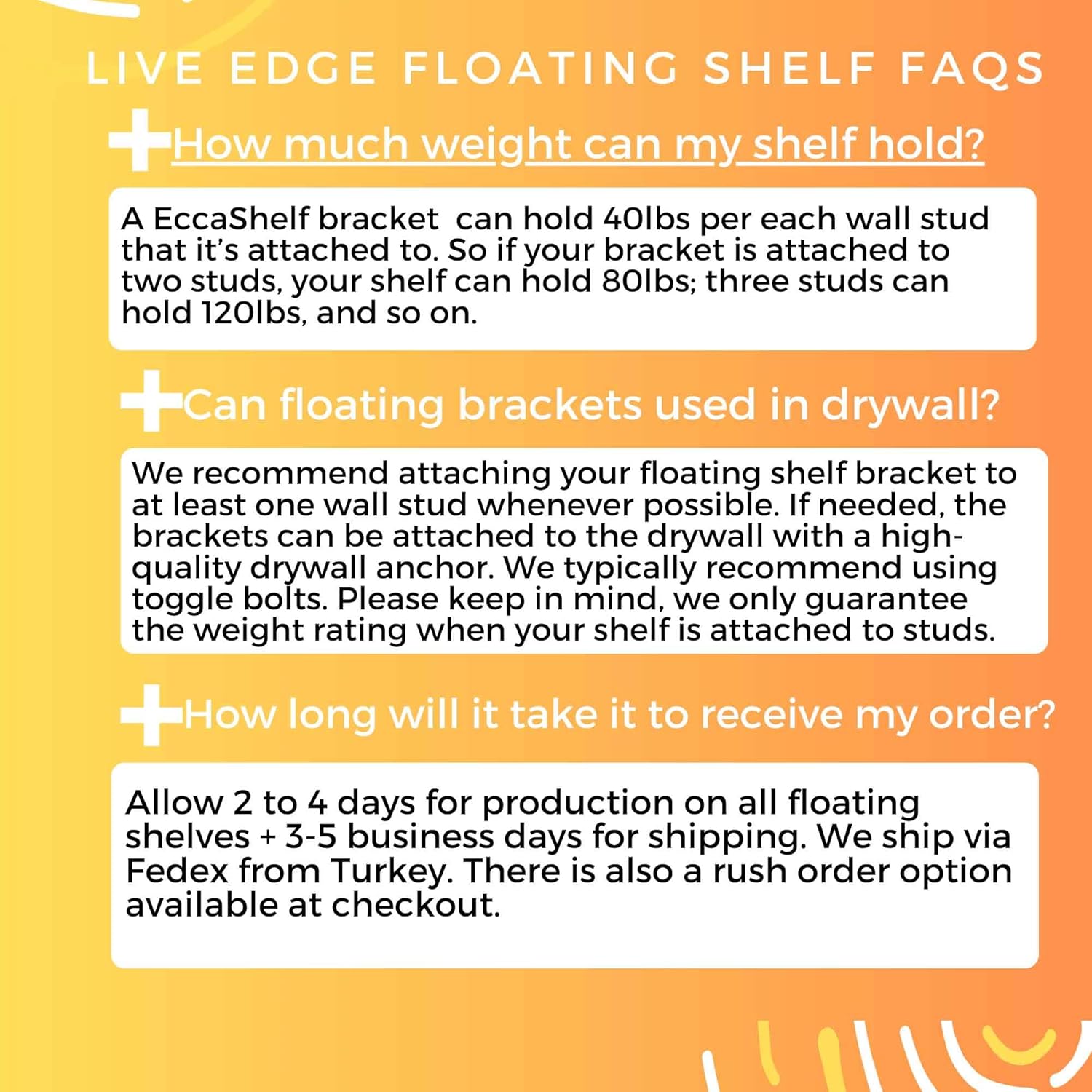 EccaShelf Rustic Live Edge Floating Shelves for Wall, Solid Wood Floating Shelf for Room, Natural Wood Wall Shelves for Bathroom, Floating Real Walnut Wood Shelf (60'' x 8'')