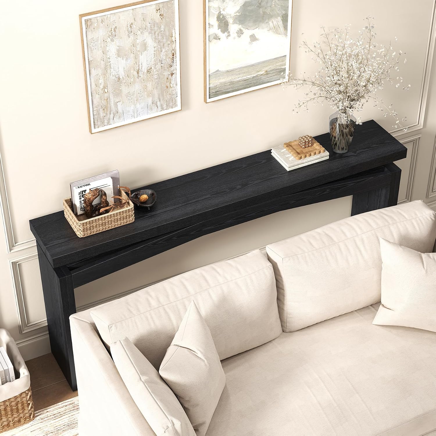 Epecoya 63-Inch Black Console Tables for Entryway, Wooden Sofa Console Table Behind Couch Mid Century, Entryway Console Tables for Living Room, Entry Way, Hallway, Black