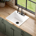 Sinkology Jackson 25 Inch White Fireclay Drop-In Kitchen Sink, Single Bowl, 3 Faucet Holes, Fits 28 Inch Cabinet, Surefire Finish