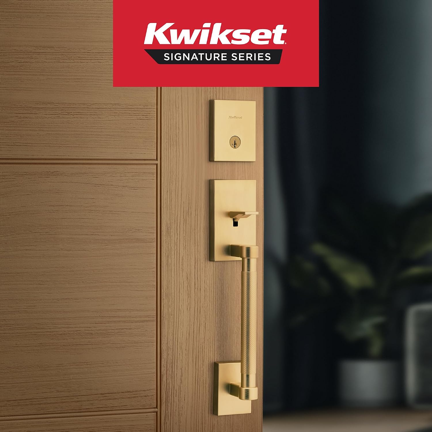 Kwikset Prava Front Door Lock Handle and Deadbolt Set, Entry Door Handleset Exterior with Interior Reversible Lever, Satin Brass, Pick Resistant SmartKey Rekey Deadbolt Security