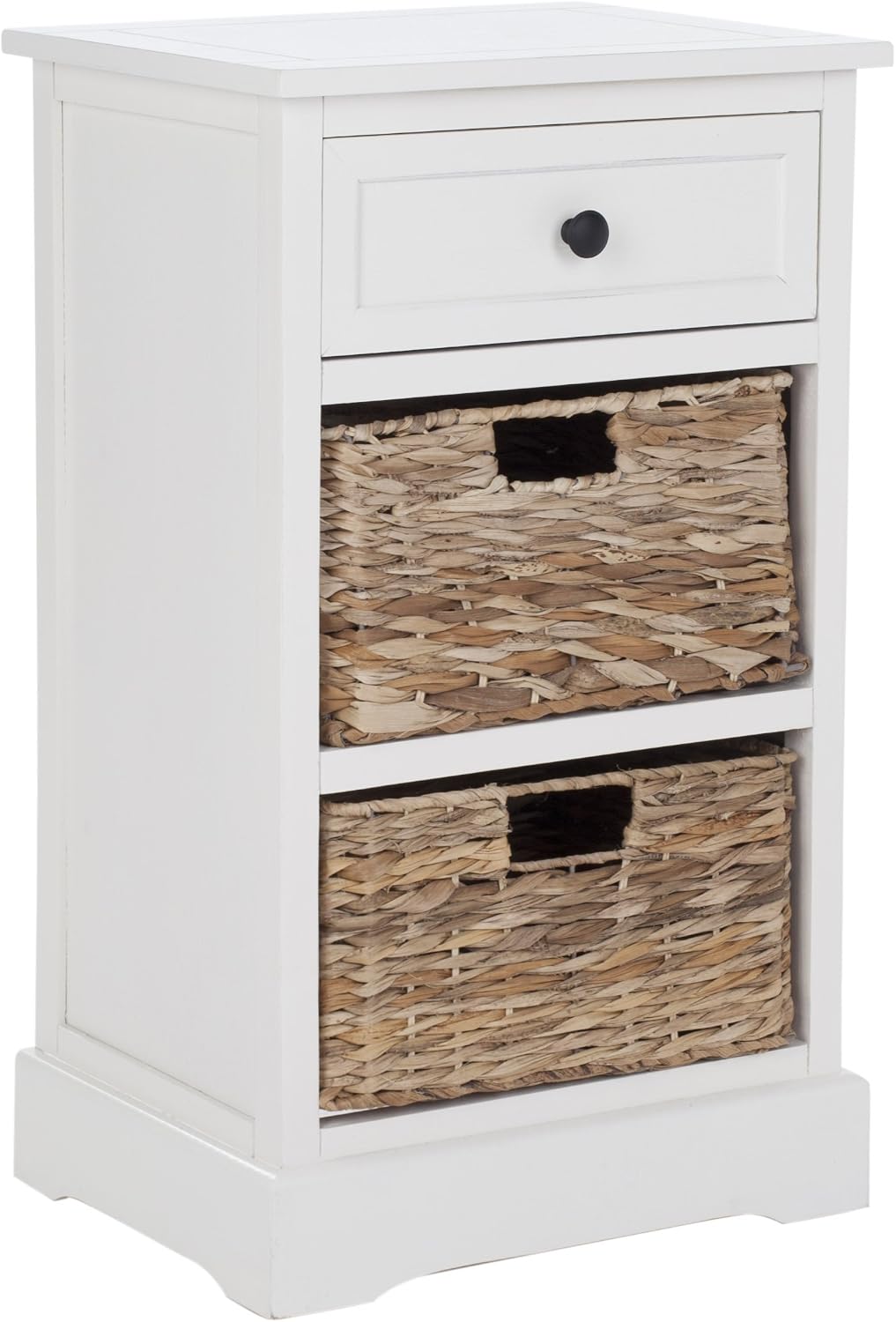 SAFAVIEH Furniture - Carrie 3-Shelf Side Table - Distressed Cream - Solid Wood - Farmhouse Tiered Design - Ideal for Living Room, Entryway, Home Office, 16'W x 13'D x 26'H - Fully Assembled (AMH5700C)