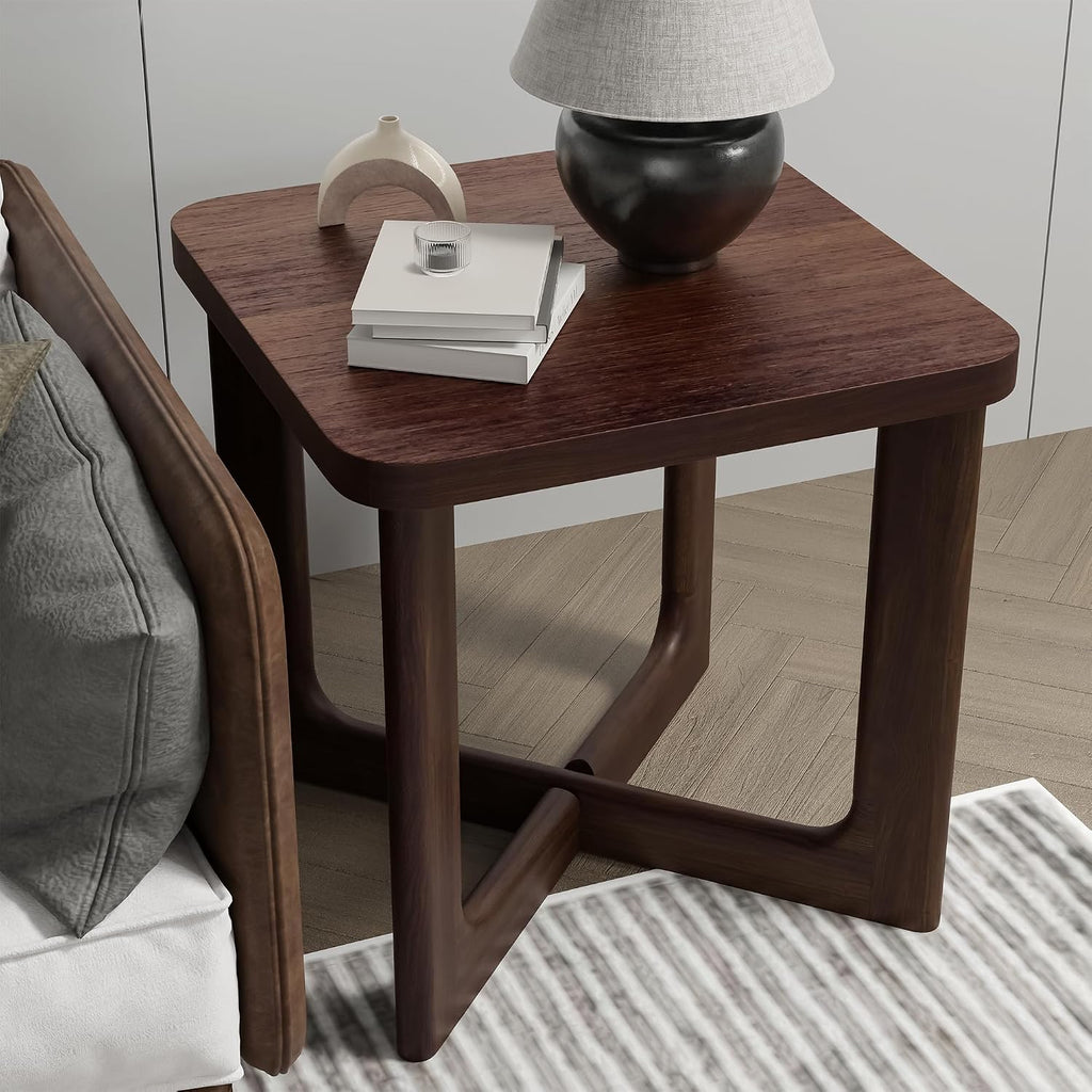 Casaphoria 24' End Side Table, Solid Wood Sofa Table with Cross Sturdy Legs, Slim Beside Table, Nightstand Telephone Table for Bedroom, Living Room, Restaurant, Small Spaces, Walnut