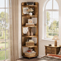 Tribesigns 6-Tier Tall Corner Shelf, 71-Inch Rustic Narrow Corner Bookshelf Bookcase with Square Rack, Freestanding Corner Display Storage Shelf Organizer for Living Room, Kitchen, Office, Yellow