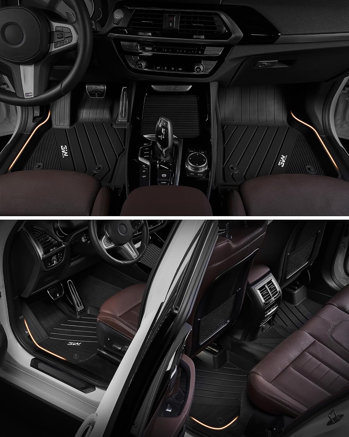 3W Floor Mats & Cargo Liner & Back Seat Cover Custom Fit for Nissan Pathfinder 2022-2026 (Only fit 7 Passenger Models), TPE All Weather Custom Fit Nissan Pathfinder Full Set,Black