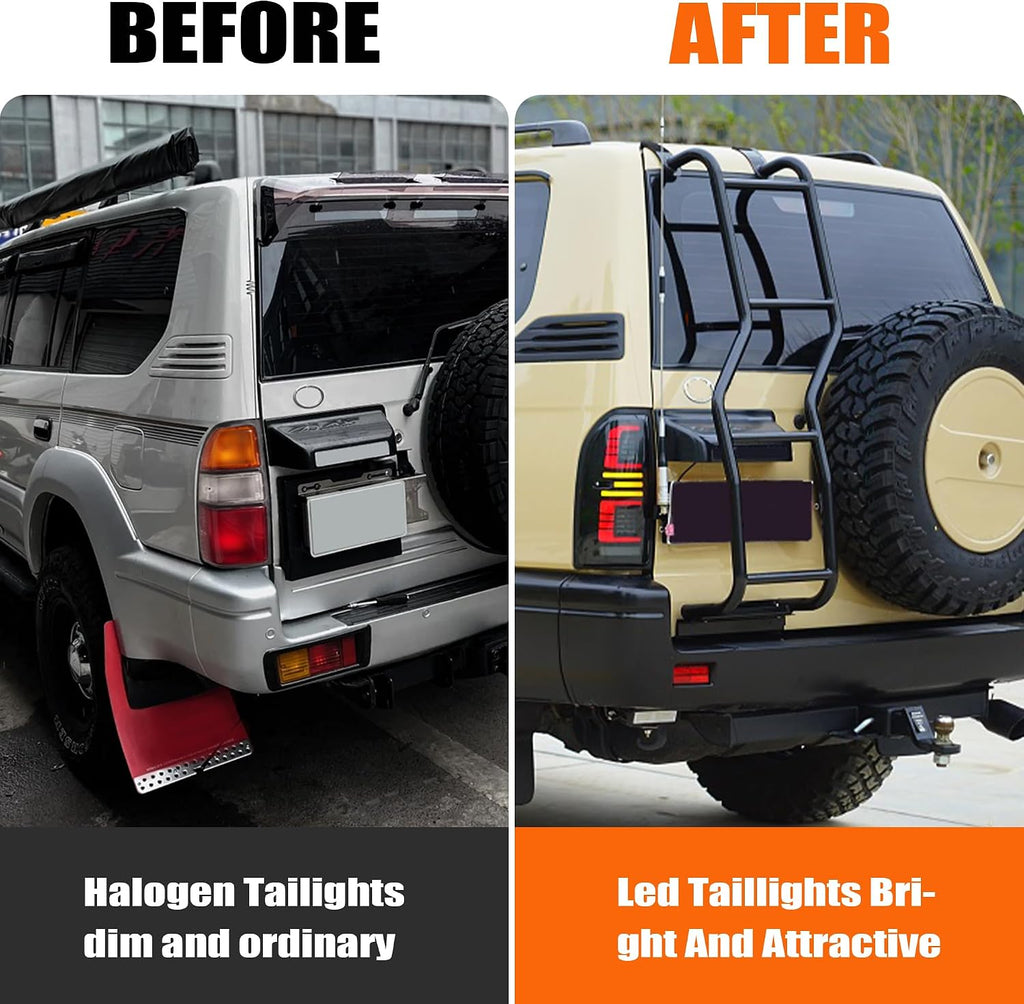 Tail Light, LED Tail Lights Assembly for Toyota Land Cruiser Prado 90 LC90 LC95 1996-2004 Rear Tail Light Dynamic Start and Turn Signals, Left and Right Automotive Taillight Assemblies, Smoked