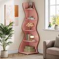 Tribesigns Wavy Corner Shelf, Modern 5-Tier Bookshelf Bookcase with Curvy Shape, Unique Plant Stand Display Rack for Living Room Small Space (Pink)