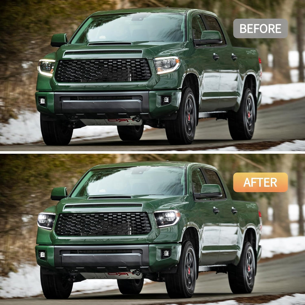 VLAND Led Headlights Compatible with 2nd Gen Facelift Tundra Pickup Trucks 2014-2021(Only Fit OEM Halogen), Front Lights w/Amber Sequential Signal Lights, No Need Bulbs Chrome Housing