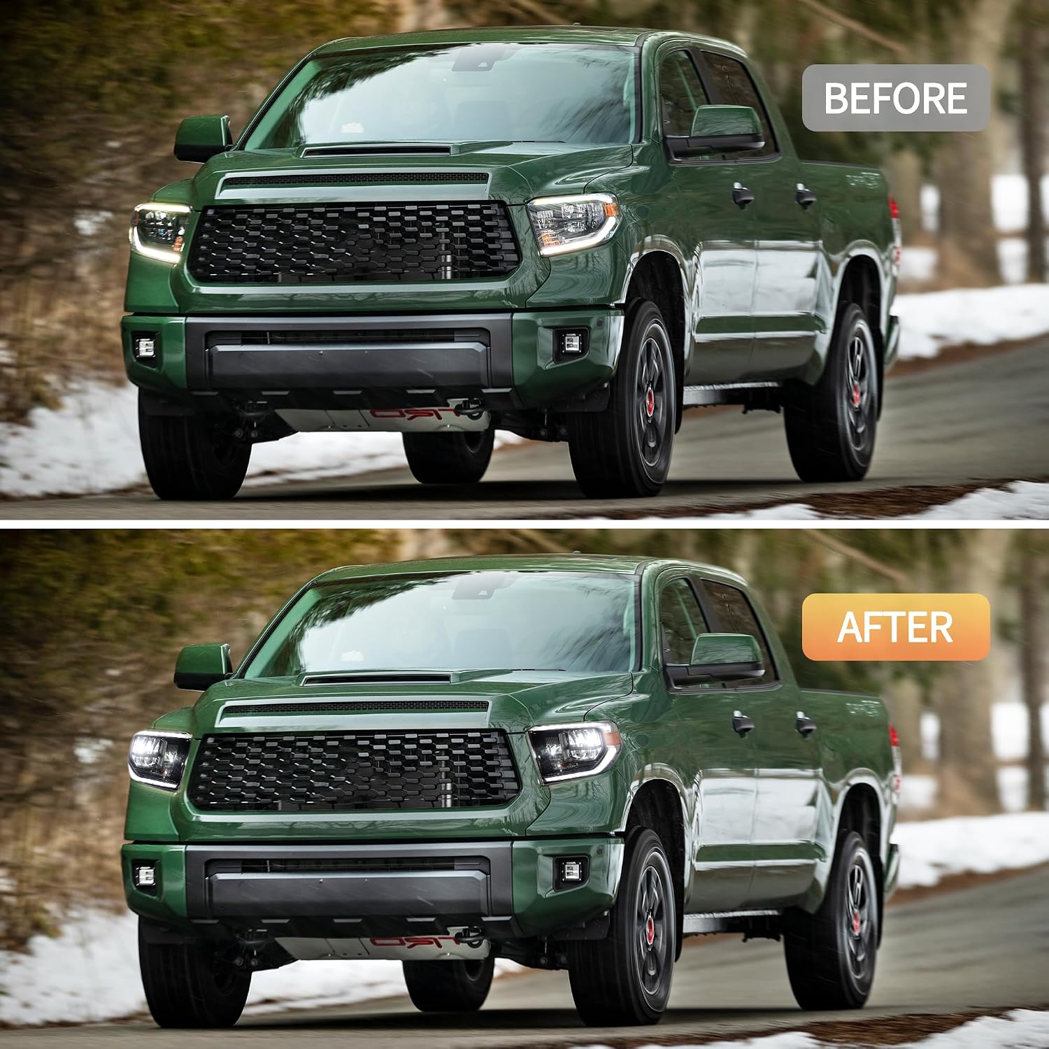 VLAND Led Headlights Compatible with 2nd Gen Facelift Tundra Pickup Trucks 2014-2021(Only Fit OEM Halogen), Front Lights w/Amber Sequential Signal Lights, No Need Bulbs Chrome Housing