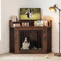 Corner Dog Crate Furniture for Small, Medium Dogs | Heavy Duty Wooden Kennel, 2-Tier Storage Shelves, Anti-Chew Design, Space-Saving, Indoor Use as TV Stand or End Table