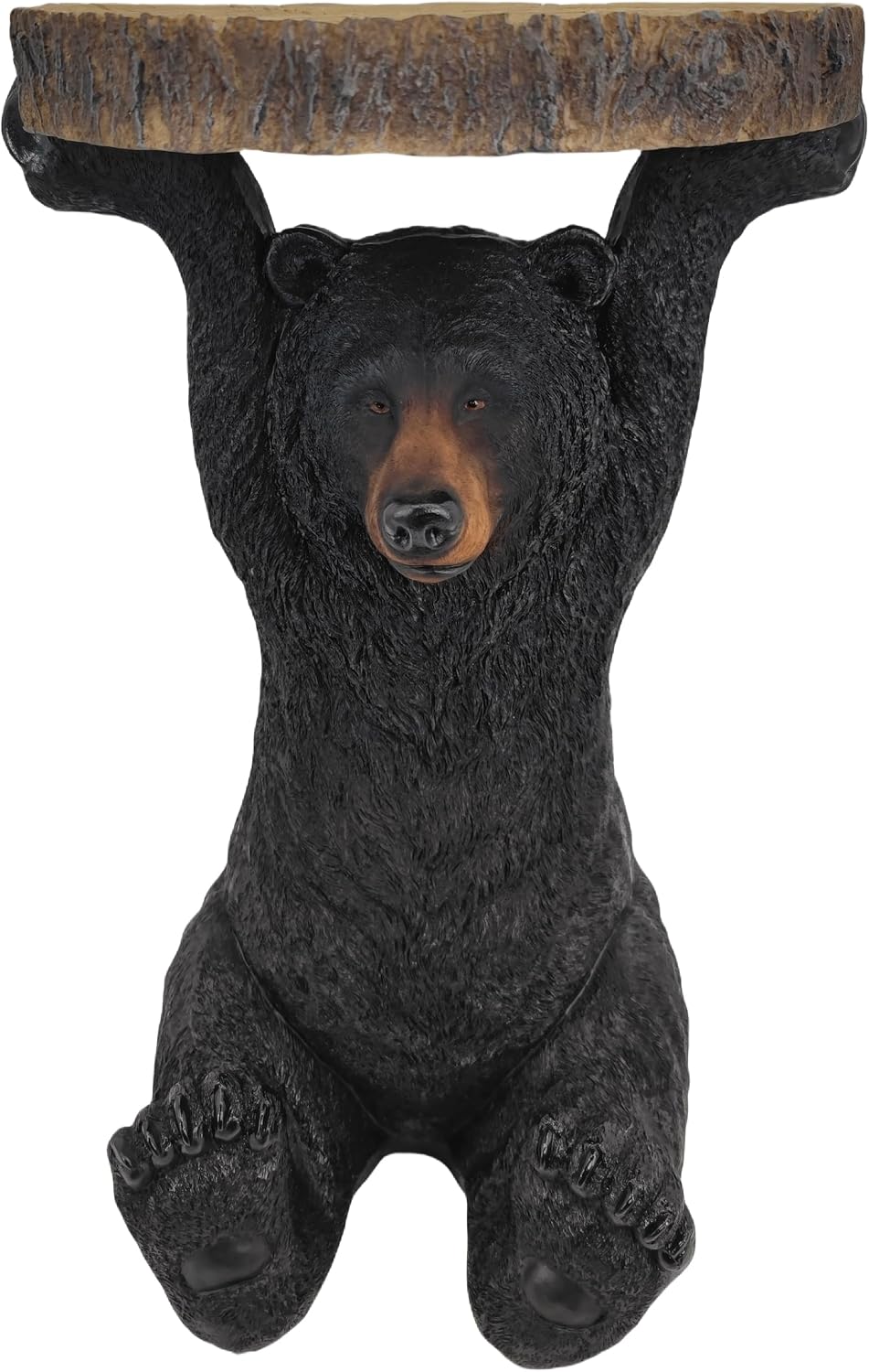 GENUINQ American Black Bear Side Table Pedestal End Table Stool Resin Bear Statue Hand Painted Sculpture Home Office Living Room Decor