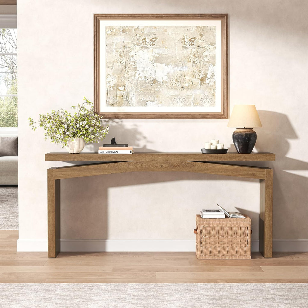 Epecoya Console Tables for Entryway 63-Inch, Wooden Sofa Tables Narrow Long Behind Couch Farmhouse, Modern Entryway Tables Rectangular for Entrance, Home, Living Room, Natural Brown