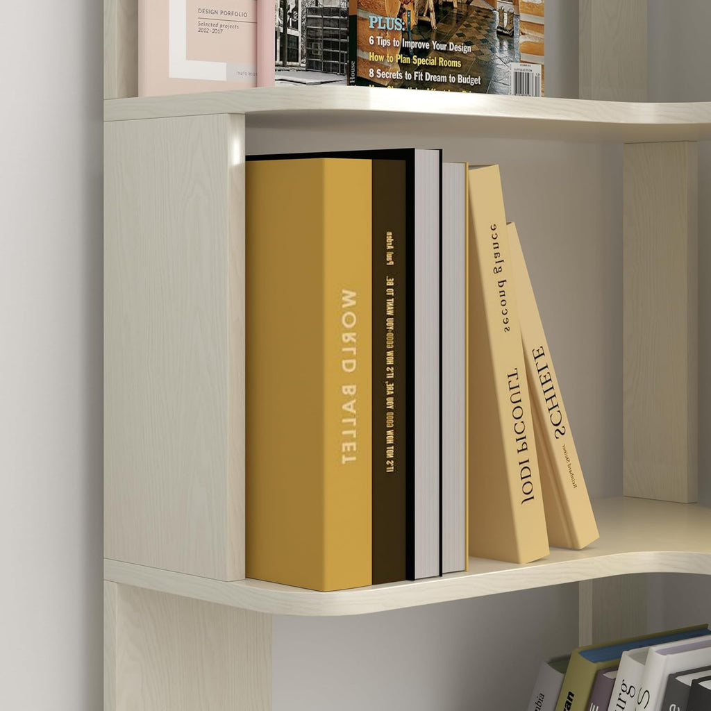 GDFStudio 64.6' Tall L-Shaped Corner Bookshelf, 6-Tier Freestanding Corner Shelf Bookcase with Anti-Drop Panels, Wooden Open Back Display Shelves Organizer for Living Room Office Bedroom, White Oak