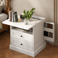 Gyfimoie Nightstand with Hidden Storage Space, Night Stand, End Table with Side Drawer, Bedside Table with Open Shelf, 2 Drawers Dresser for Bedroom, Living Room, Closet (White)
