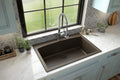 Karran QT-712 33 Inch Drop-In Quartz Composite Single Bowl Kitchen Sink, Top Mount, 1-Hole, Heat & Scratch Resistant, Easy Clean, Brown