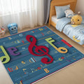Music Note Area Rug 5x8ft, Vintage Musical Alphabet Rugs for Bedroom Living Room Classroom Nursery Playroom Game Room, Music Lovers Carpet Non Slip Washable for Boys Girls