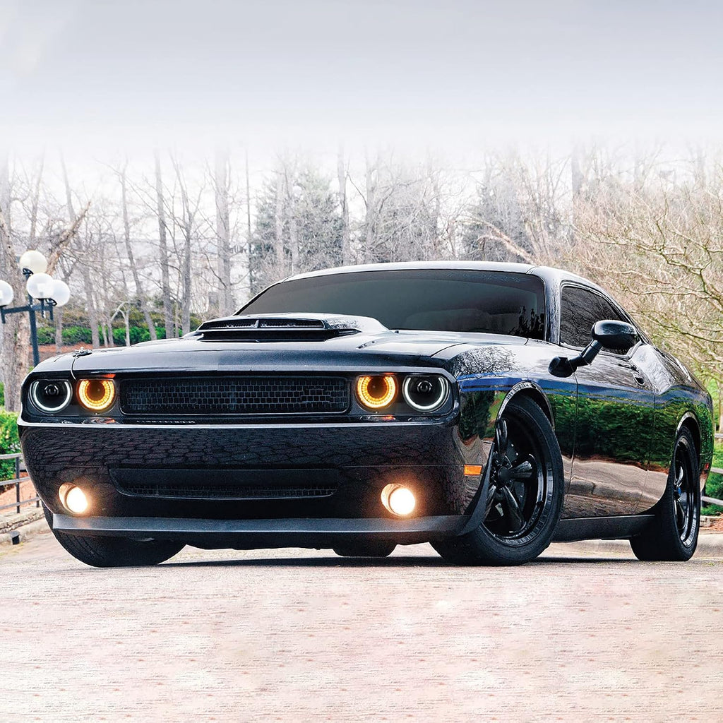 VLAND Projector Headlights Compatible with Dodge Challenger 2008-2014 w/Sequential Indicator Halo, D2S/ D2H Bulb (Not Included) for HI/LO Beam, Passenger& Driver Sides