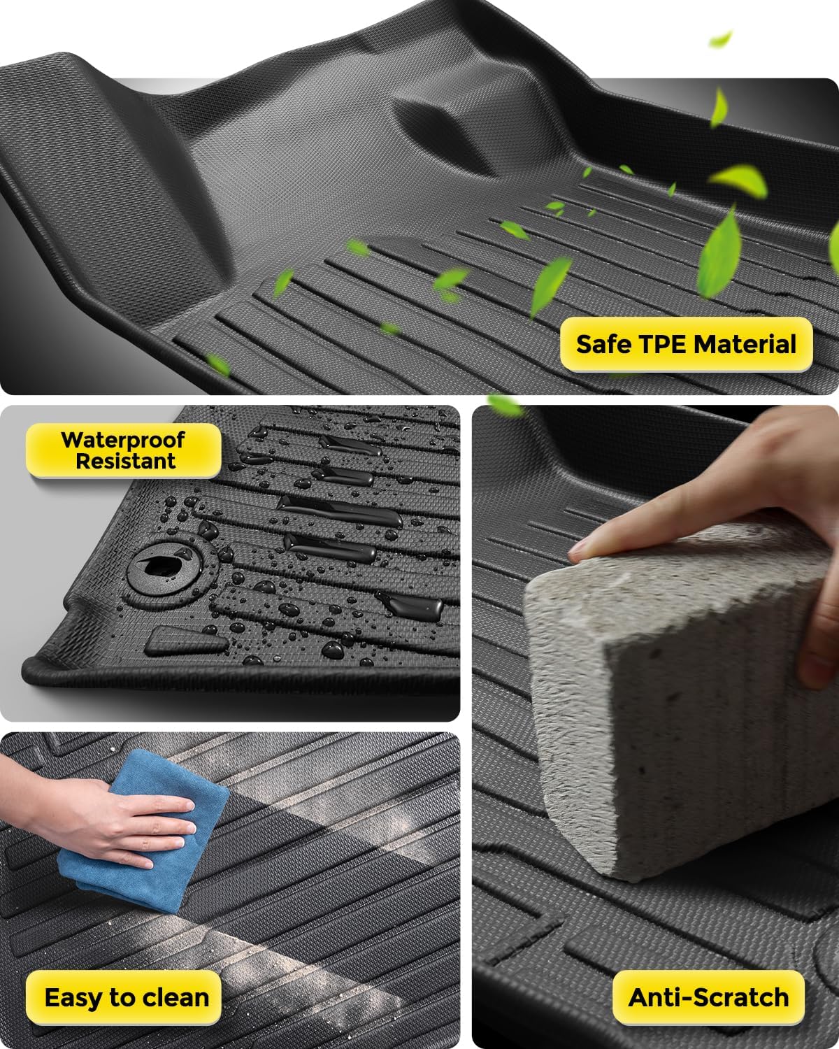 Car Floor Mats for Nissan Maxima 2016-2023 4PCS Full Set with Trunk Mat | All Weather Full Coverage Floor Liners Heavy Duty Waterproof Long-Lasting Maxima Accessories TPE Rubber Carpet