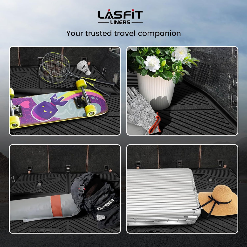 LASFIT Cargo Mat & Backrest Mats for Lincoln Aviator 2026 2025 2024 2023 2022 2021 2020, All Weather TPE Custom Fit Cargo Liner for Aviator Trunk Mat 2020-2026, Black, Easy to Clean
