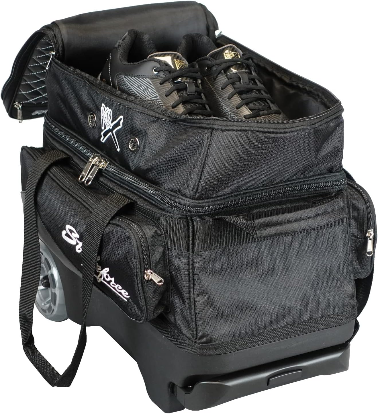 KR Strikeforce Royal Flush Double Roller Bowling Bag with Deluxe Features and Smooth Ride