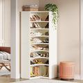 Tribesigns Corner Shoe Rack for Closet, 9-Tier Modern Corner Shelf Organizer, Large Wood Storage Shelf for Shoes, Holds up to 45 Pairs, White (1PC)