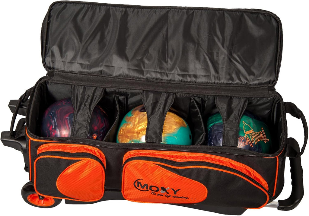 Bowlerstore Products Moxy Deluxe Triple Roller Bowling Bag - Orange/Black