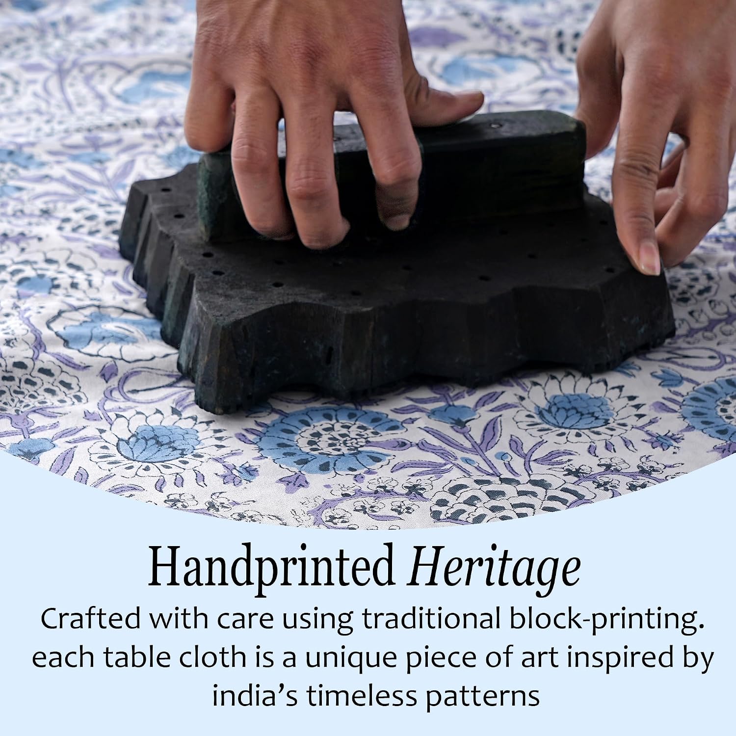 CPC Tablecloth 100% Cotton 72x190 Inch Indian Block Print Rectangle Table Cover, Blue Table Cloth for Weddings, Spring/Summer, Barbeque - Indigo Blue